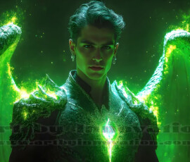 Stunning AI-generated male angel art — handsome heavenly warriors with enormous shimmering wings descending from the celestial realm. Heaven's Warriors Collection by Jeff Dupler.