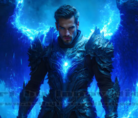 Stunning AI-generated male angel art — handsome heavenly warriors with enormous shimmering wings descending from the celestial realm. Heaven's Warriors Collection by Jeff Dupler.