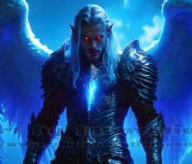 Stunning AI-generated male angel art — handsome heavenly warriors with enormous shimmering wings descending from the celestial realm. Heaven's Warriors Collection by Jeff Dupler.