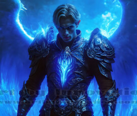 Stunning AI-generated male angel art — handsome heavenly warriors with enormous shimmering wings descending from the celestial realm. Heaven's Warriors Collection by Jeff Dupler.