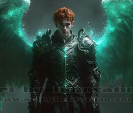 Stunning AI-generated male angel art — handsome heavenly warriors with enormous shimmering wings descending from the celestial realm. Heaven's Warriors Collection by Jeff Dupler.