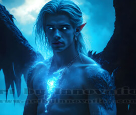 Stunning AI-generated male angel art — handsome heavenly warriors with enormous shimmering wings descending from the celestial realm. Heaven's Warriors Collection by Jeff Dupler.
