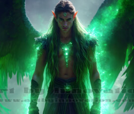 Stunning AI-generated male angel art — handsome heavenly warriors with enormous shimmering wings descending from the celestial realm. Heaven's Warriors Collection by Jeff Dupler.