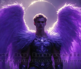 Stunning AI-generated male angel art — handsome heavenly warriors with enormous shimmering wings descending from the celestial realm. Heaven's Warriors Collection by Jeff Dupler.