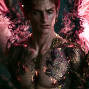 AI-generated hot sexy male demon art handsome succubus demons with dark wings emerging from the ruins of hell. Dark & Legendary Collection. 240+ images by Jeff Dupler.