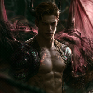 AI-generated hot sexy male demon art handsome succubus demons with dark wings emerging from the ruins of hell. Dark & Legendary Collection. 240+ images by Jeff Dupler.