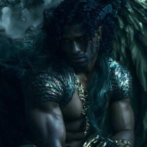 AI-generated hot sexy male demon art handsome succubus demons with dark wings emerging from the ruins of hell. Dark & Legendary Collection. 240+ images by Jeff Dupler.