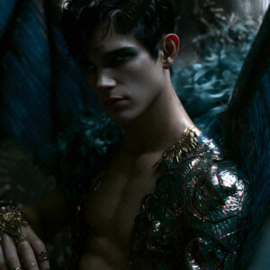AI-generated hot sexy male demon art handsome succubus demons with dark wings emerging from the ruins of hell. Dark & Legendary Collection. 240+ images by Jeff Dupler.