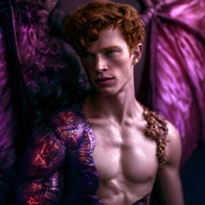 AI-generated hot sexy male demon art handsome succubus demons with dark wings emerging from the ruins of hell. Dark & Legendary Collection. 240+ images by Jeff Dupler.