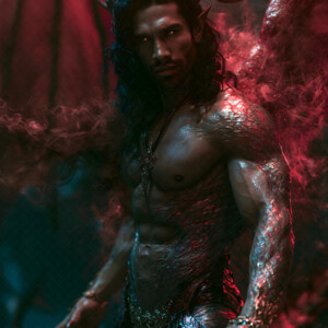 AI-generated hot sexy male demon art handsome succubus demons with dark wings emerging from the ruins of hell. Dark & Legendary Collection. 240+ images by Jeff Dupler.