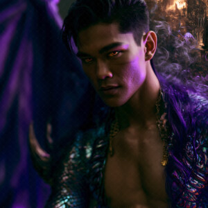 AI-generated hot sexy male demon art handsome succubus demons with dark wings emerging from the ruins of hell. Dark & Legendary Collection. 240+ images by Jeff Dupler.
