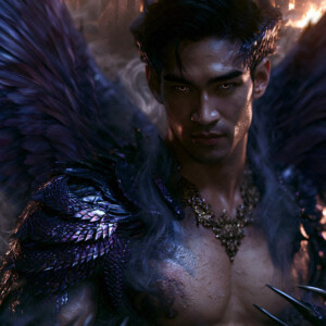 AI-generated hot sexy male demon art handsome succubus demons with dark wings emerging from the ruins of hell. Dark & Legendary Collection. 240+ images by Jeff Dupler.