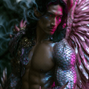 AI-generated hot sexy male demon art handsome succubus demons with dark wings emerging from the ruins of hell. Dark & Legendary Collection. 240+ images by Jeff Dupler.