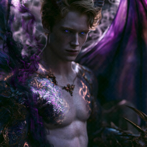 AI-generated hot sexy male demon art handsome succubus demons with dark wings emerging from the ruins of hell. Dark & Legendary Collection. 240+ images by Jeff Dupler.