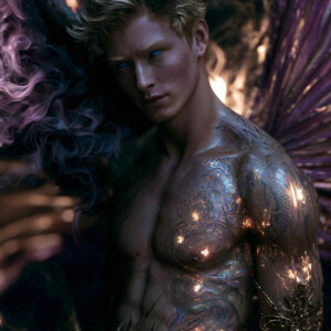 AI-generated hot sexy male demon art handsome succubus demons with dark wings emerging from the ruins of hell. Dark & Legendary Collection. 240+ images by Jeff Dupler.