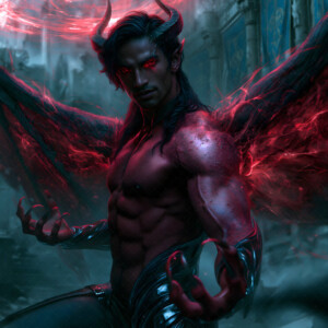 AI-generated hot sexy male demon art handsome succubus demons with dark wings emerging from the ruins of hell. Dark & Legendary Collection. 240+ images by Jeff Dupler.