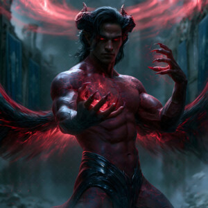 AI-generated hot sexy male demon art handsome succubus demons with dark wings emerging from the ruins of hell. Dark & Legendary Collection. 240+ images by Jeff Dupler.