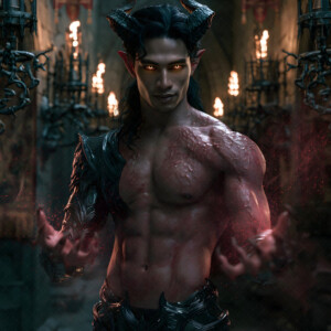 AI-generated hot sexy male demon art handsome succubus demons with dark wings emerging from the ruins of hell. Dark & Legendary Collection. 240+ images by Jeff Dupler.