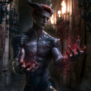AI-generated hot sexy male demon art handsome succubus demons with dark wings emerging from the ruins of hell. Dark & Legendary Collection. 240+ images by Jeff Dupler.