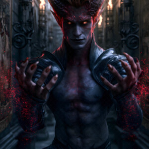AI-generated hot sexy male demon art handsome succubus demons with dark wings emerging from the ruins of hell. Dark & Legendary Collection. 240+ images by Jeff Dupler.