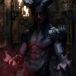 AI-generated hot sexy male demon art handsome succubus demons with dark wings emerging from the ruins of hell. Dark & Legendary Collection. 240+ images by Jeff Dupler.