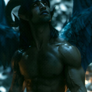 AI-generated hot sexy male demon art handsome succubus demons with dark wings emerging from the ruins of hell. Dark & Legendary Collection. 240+ images by Jeff Dupler.