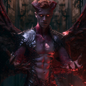 AI-generated hot sexy male demon art handsome succubus demons with dark wings emerging from the ruins of hell. Dark & Legendary Collection. 240+ images by Jeff Dupler.