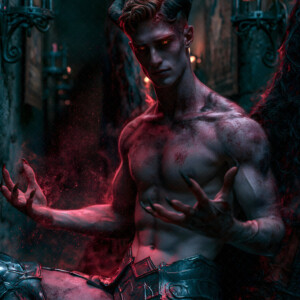 AI-generated hot sexy male demon art handsome succubus demons with dark wings emerging from the ruins of hell. Dark & Legendary Collection. 240+ images by Jeff Dupler.