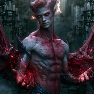 AI-generated hot sexy male demon art handsome succubus demons with dark wings emerging from the ruins of hell. Dark & Legendary Collection. 240+ images by Jeff Dupler.