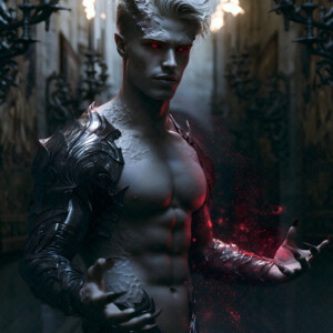 AI-generated hot sexy male demon art handsome succubus demons with dark wings emerging from the ruins of hell. Dark & Legendary Collection. 240+ images by Jeff Dupler.