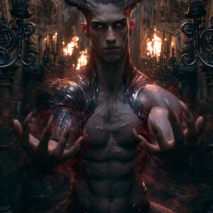 AI-generated hot sexy male demon art handsome succubus demons with dark wings emerging from the ruins of hell. Dark & Legendary Collection. 240+ images by Jeff Dupler.