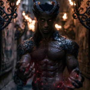 AI-generated hot sexy male demon art handsome succubus demons with dark wings emerging from the ruins of hell. Dark & Legendary Collection. 240+ images by Jeff Dupler.