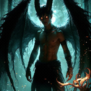 AI-generated hot sexy male demon art — handsome succubus demons with dark wings emerging from the ruins of hell. Dark & Legendary Collection. 240+ images by Jeff Dupler.