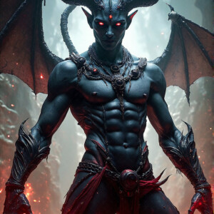 AI-generated hot sexy male demon art — handsome succubus demons with dark wings emerging from the ruins of hell. Dark & Legendary Collection. 240+ images by Jeff Dupler.