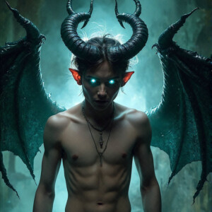 AI-generated hot sexy male demon art — handsome succubus demons with dark wings emerging from the ruins of hell. Dark & Legendary Collection. 240+ images by Jeff Dupler.