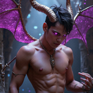 AI-generated hot sexy male demon art — handsome succubus demons with dark wings emerging from the ruins of hell. Dark & Legendary Collection. 240+ images by Jeff Dupler.
