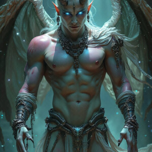 AI-generated hot sexy male demon art — handsome succubus demons with dark wings emerging from the ruins of hell. Dark & Legendary Collection. 240+ images by Jeff Dupler.