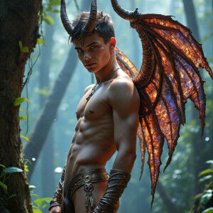 AI-generated hot sexy male demon art — handsome succubus demons with dark wings emerging from the ruins of hell. Dark & Legendary Collection. 240+ images by Jeff Dupler.