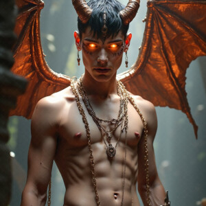 AI-generated hot sexy male demon art — handsome succubus demons with dark wings emerging from the ruins of hell. Dark & Legendary Collection. 240+ images by Jeff Dupler.