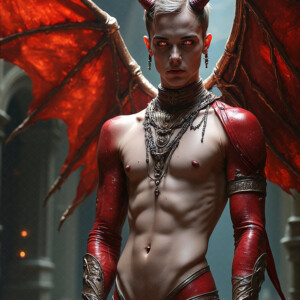 AI-generated hot sexy male demon art — handsome succubus demons with dark wings emerging from the ruins of hell. Dark & Legendary Collection. 240+ images by Jeff Dupler.