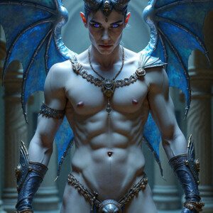 AI-generated hot sexy male demon art — handsome succubus demons with dark wings emerging from the ruins of hell. Dark & Legendary Collection. 240+ images by Jeff Dupler.