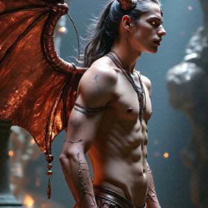 AI-generated hot sexy male demon art — handsome succubus demons with dark wings emerging from the ruins of hell. Dark & Legendary Collection. 240+ images by Jeff Dupler.