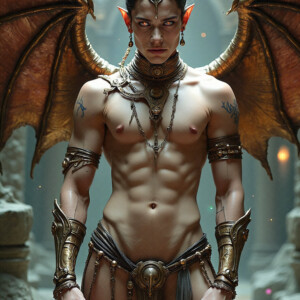 AI-generated hot sexy male demon art — handsome succubus demons with dark wings emerging from the ruins of hell. Dark & Legendary Collection. 240+ images by Jeff Dupler.