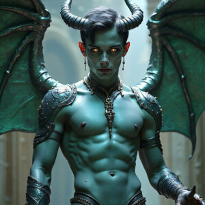 AI-generated hot sexy male demon art — handsome succubus demons with dark wings emerging from the ruins of hell. Dark & Legendary Collection. 240+ images by Jeff Dupler.