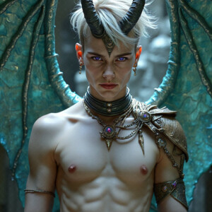 AI-generated hot sexy male demon art — handsome succubus demons with dark wings emerging from the ruins of hell. Dark & Legendary Collection. 240+ images by Jeff Dupler.