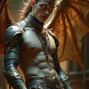 AI-generated hot sexy male demon art — handsome succubus demons with dark wings emerging from the ruins of hell. Dark & Legendary Collection. 240+ images by Jeff Dupler.