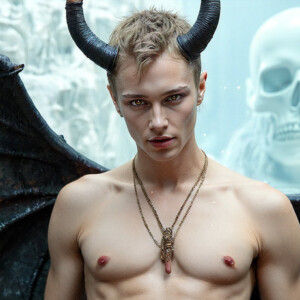 AI-generated hot sexy male demon art — handsome succubus demons with dark wings emerging from the ruins of hell. Dark & Legendary Collection. 240+ images by Jeff Dupler.