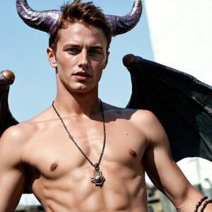 AI-generated hot sexy male demon art — handsome succubus demons with dark wings emerging from the ruins of hell. Dark & Legendary Collection. 240+ images by Jeff Dupler.