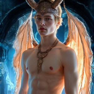 AI-generated hot sexy male demon art — handsome succubus demons with dark wings emerging from the ruins of hell. Dark & Legendary Collection. 240+ images by Jeff Dupler.
