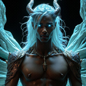 AI-generated hot sexy male demon art — handsome succubus demons with dark wings emerging from the ruins of hell. Dark & Legendary Collection. 240+ images by Jeff Dupler.